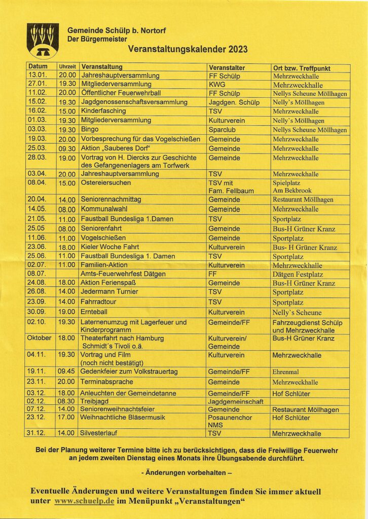 Veranstaltungskalender 2023